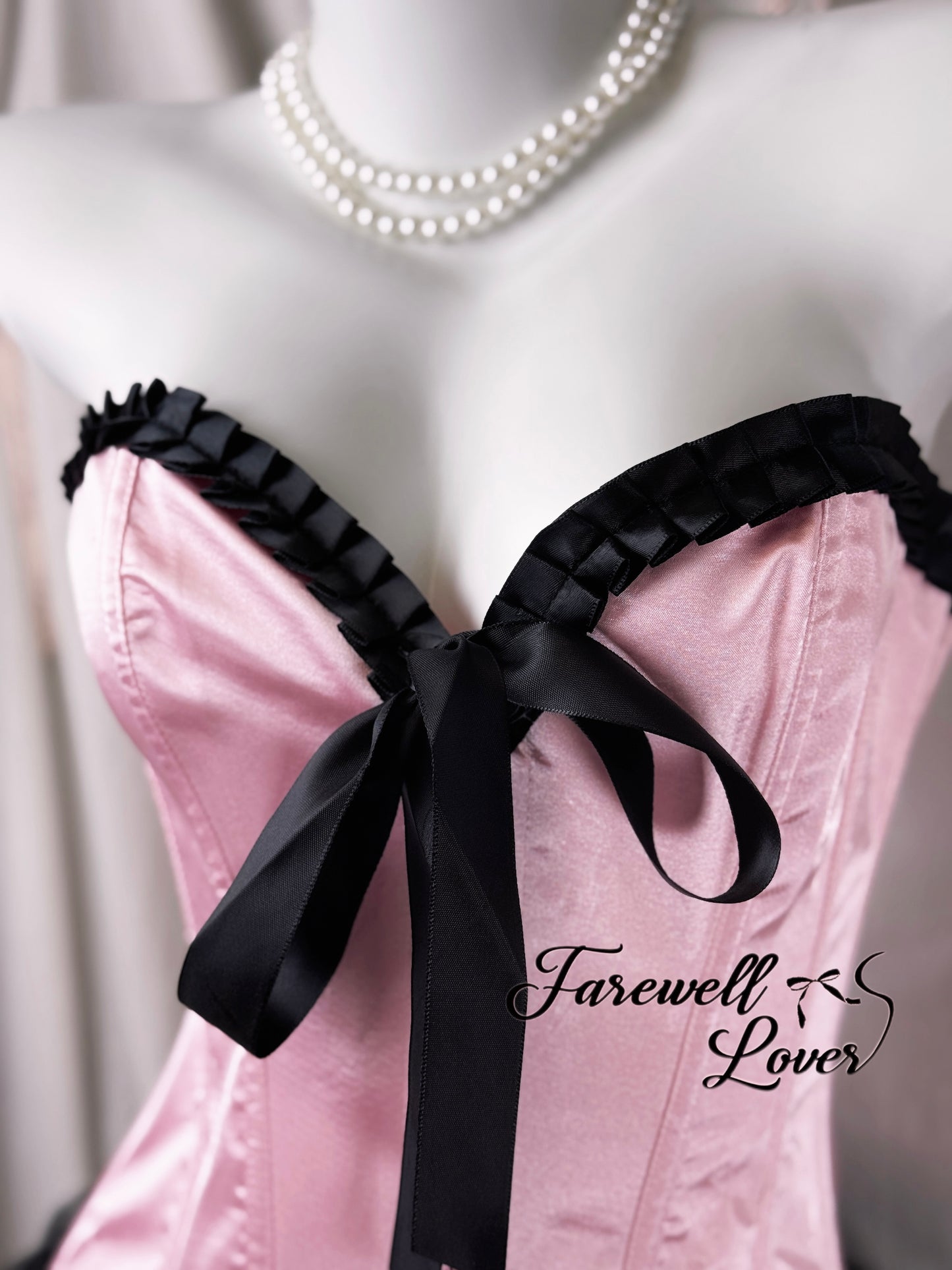 Barbie Girl Satin Ribbon Corset and Mesh Ruffle Layered Mini Skirt Set