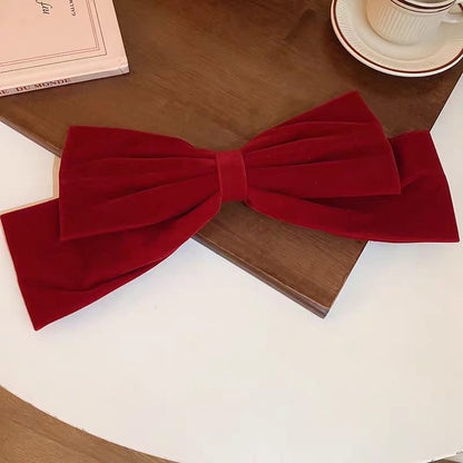 Jumbo Black Velvet Double Bow Hair Clip