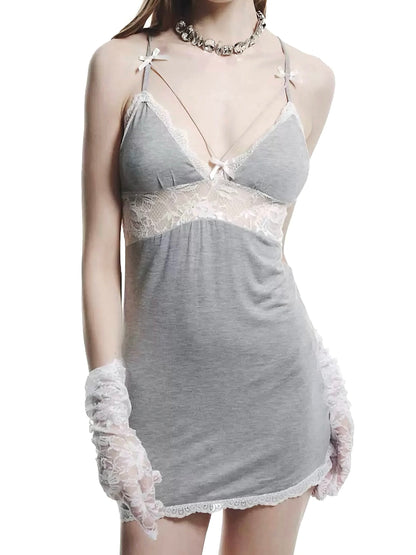 Soft Life Lace Trim Backless Slip Lingerie