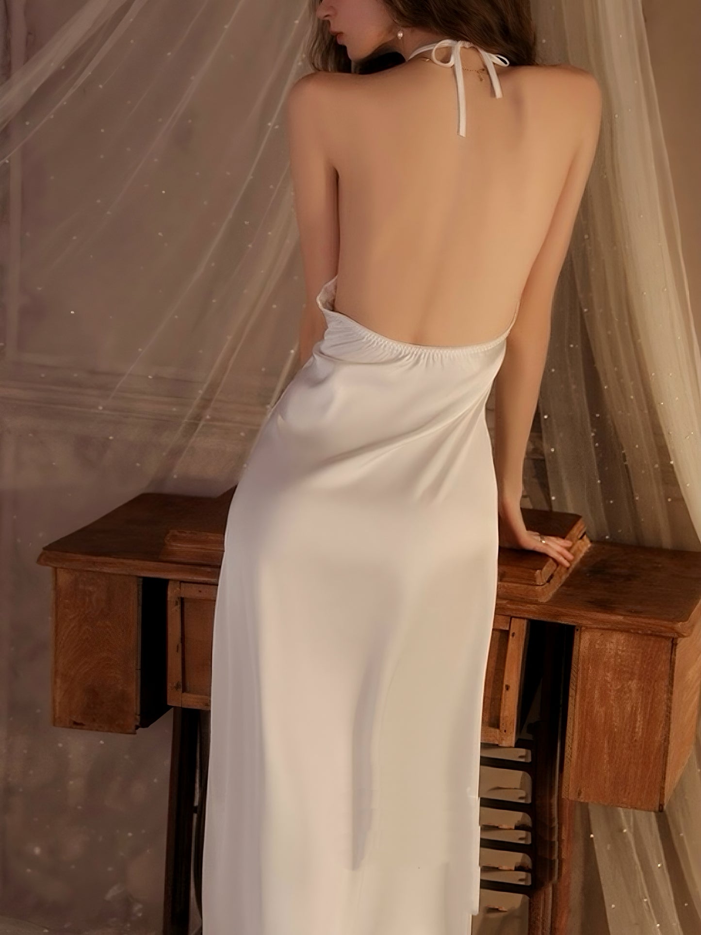 Olivia Halter Satin Maxi Slip Lingerie